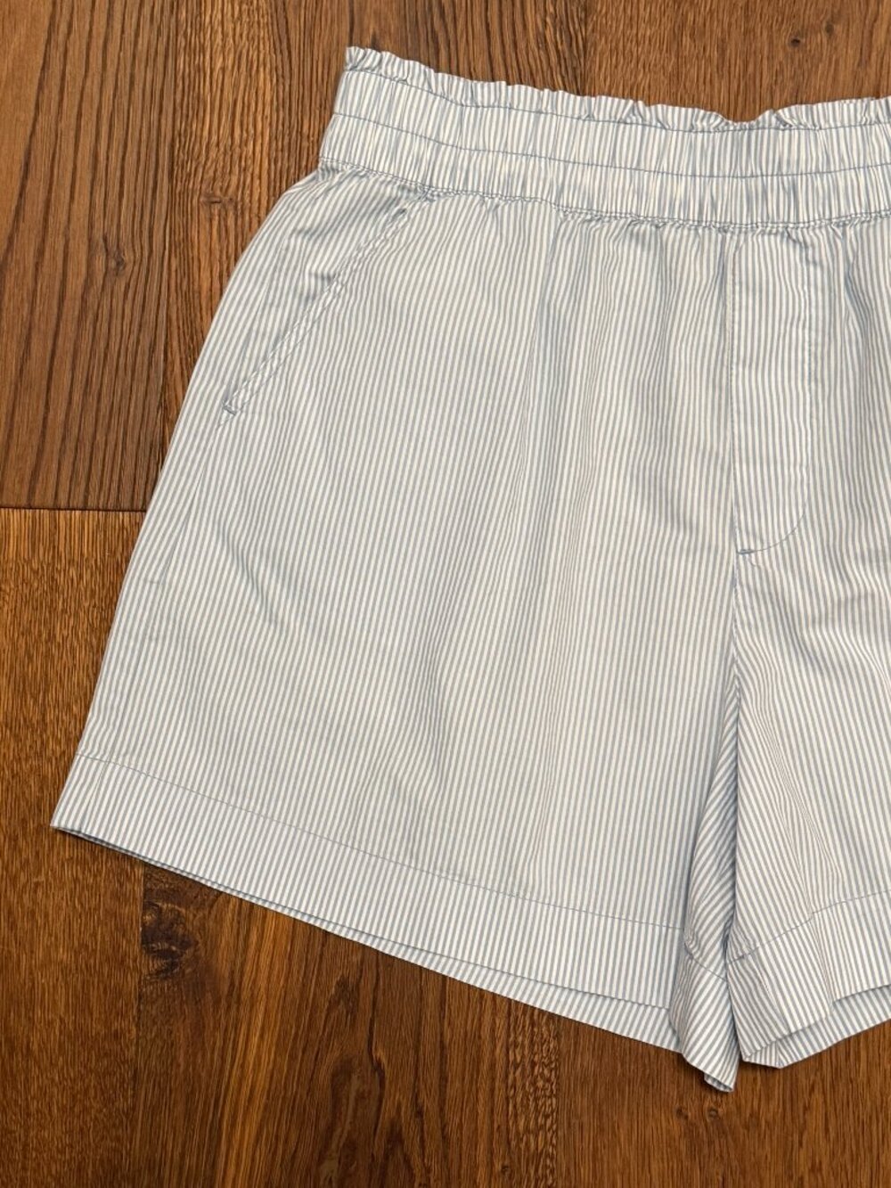 Aerie - Good Day Shorts - Blue/White Stripe - Size Large - Picture 5 of 6
